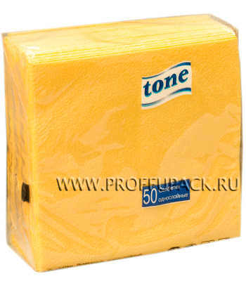 Салфетки Tone желтые, 25х25, 1-слойные, 50 листов