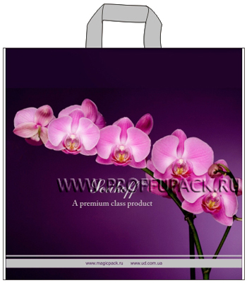 Пакет с ручками "Ветка орхидеи", ПВД, 37х34+3, 95 мкм.