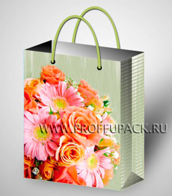 Подарочный пакет "Цветы", 32х44х10 см.