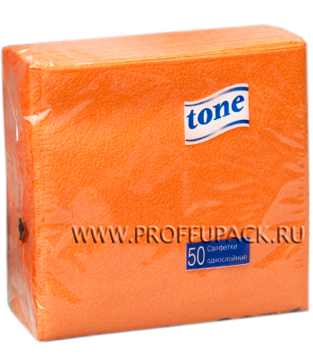 Салфетки Tone оранжевые, 25х25, 1-слойные, 50 листов