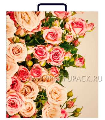 Пластиковый пакет "Букет роз", 40х32х10 см.