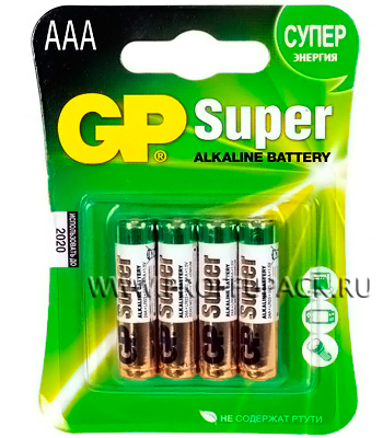 Батарейки GP Super LR3, тип ААА, alkaline, 4 шт.