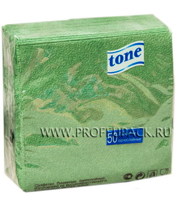 Салфетки Tone зеленые, 25х25, 1-слойные, 50 листов