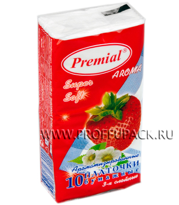 Платки Premial с ароматом ягоды, 19х20cм, 3-слойные, 10 л.